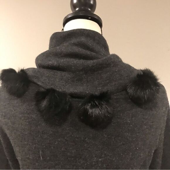 Cowl neck charcoal gray 100% wool Long sleeve sweater - Picture 7 of 11